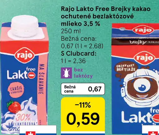 Rajo Lakto Free Brejky kakao ochutené bezlaktózové mlieko 3,5 %