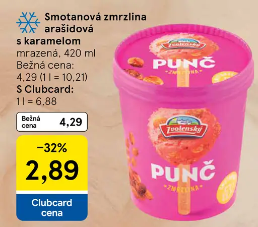 Zvolenský smotanová zmrzlina arašidová s karamelom