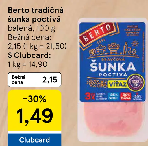 Berto Tradičná šunka poctivá