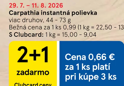 Carpathia instantná polievka, rôzne druhy