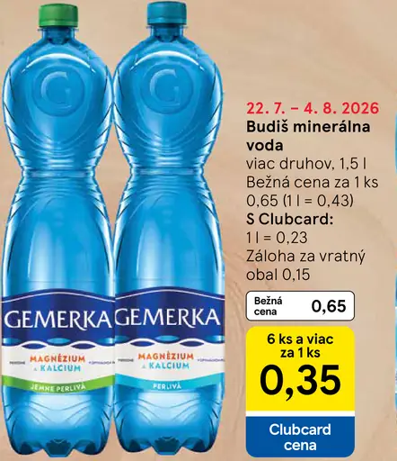 Budiš minerálna voda rôzne druhy
