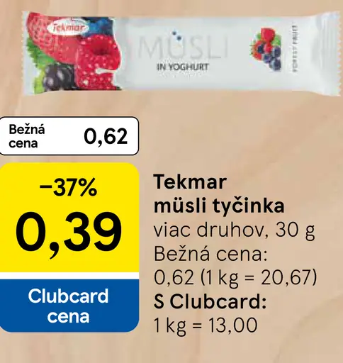 Tekmar müsli tyčinka rôzne druhy