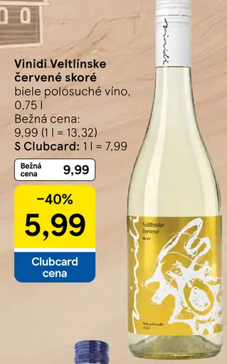 Vinidi Veltlínske červené skoré biele polosuché víno