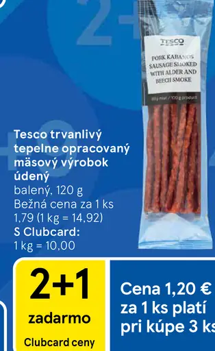 Tesco trvanlivý tepelne opracovaný mäsový výrobok údený