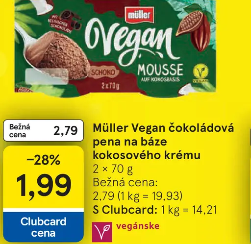 Müller Vegan čokoládová pena na báze kokosového krému (2 x 70 g)