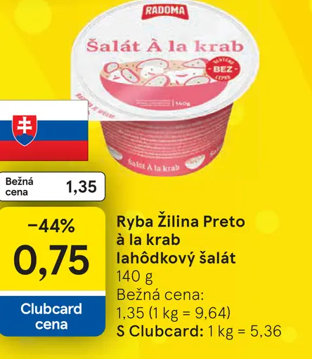Ryba Žilina Preto à la krab lahôdkový šalát
