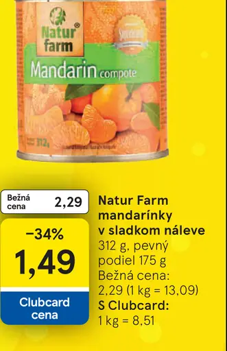 Natur Farm Mandarínky v sladkom náleve