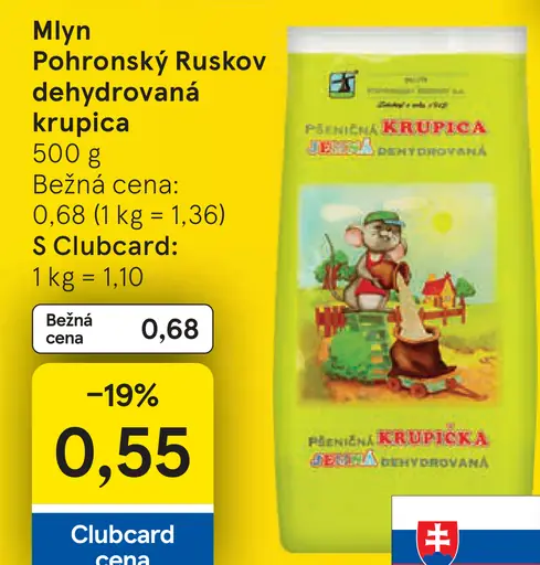 Mlyn Pohronský Ruskov dehydrovaná krupica