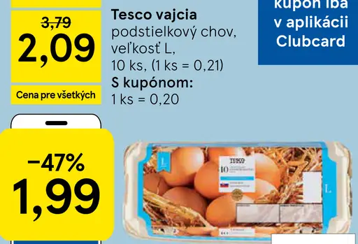 Tesco vajcia z podstielkového chovu, veľkosť M