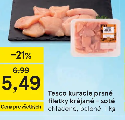 Tesco kuracie prsia krájané – soté