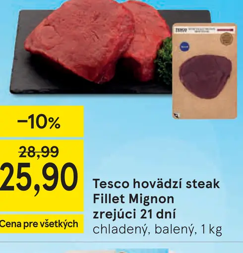 Tesco hovädzí steak Fillet Mignon zrejúci 21 dní