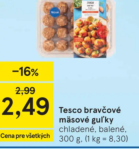 Tesco bravčové mäsové guľky