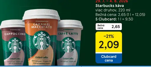 Starbucks káva rôzne druhy