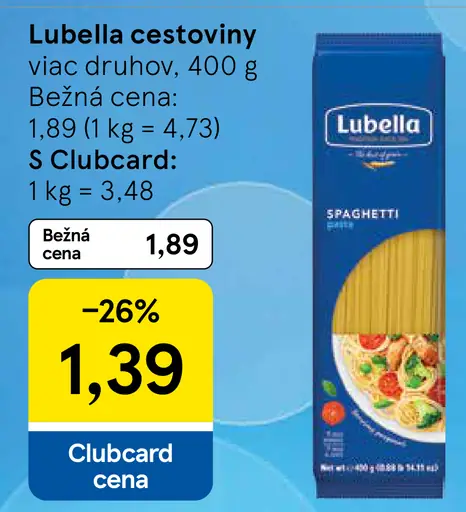 Lubella cestoviny, špagety
