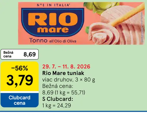Rio Mare tuniak vo viacerých druhoch
