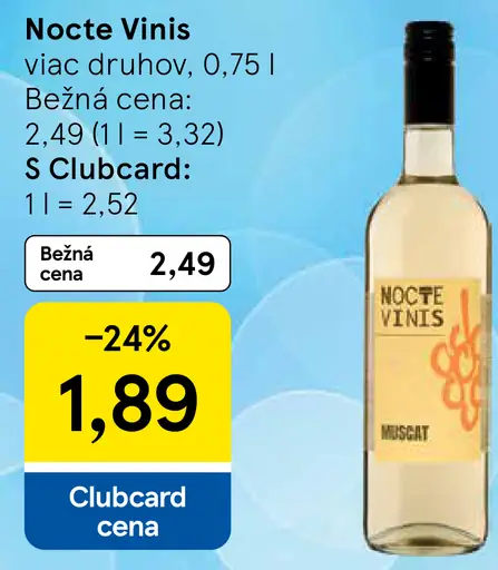 Nocte Vinis víno rôzne druhy