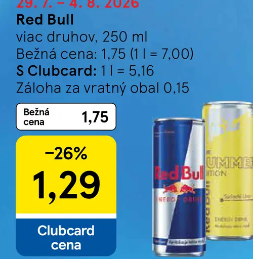 Red Bull plechovka energetický nápoj rôzne druhy