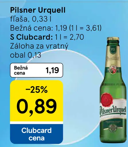 Pilsner Urquell pivo vo fľaši