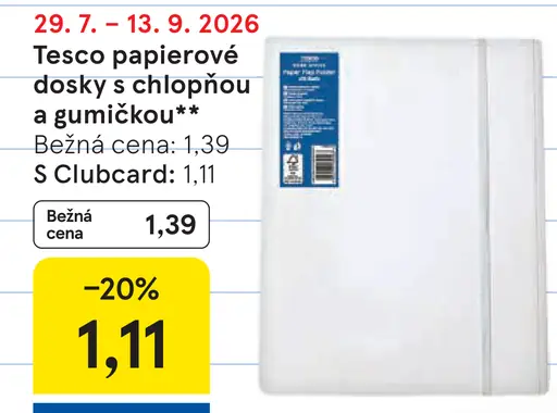 Tesco papierové dosky s chlopňou a gumičkou