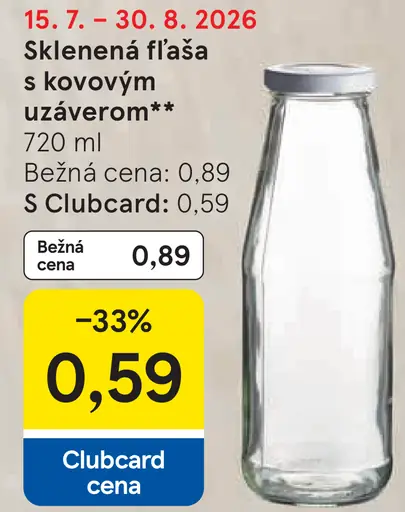 Sklenená fľaša s kovovým uzáverom