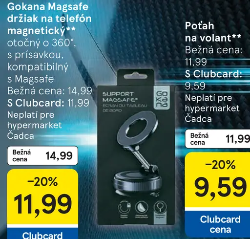 GoKna držiak na telefón magnetický otočný s prísavkou