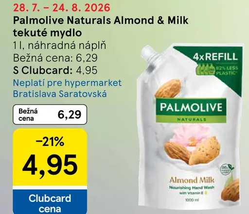 Palmolive Naturals Almond & Milk tekuté mydlo náhradná náplň