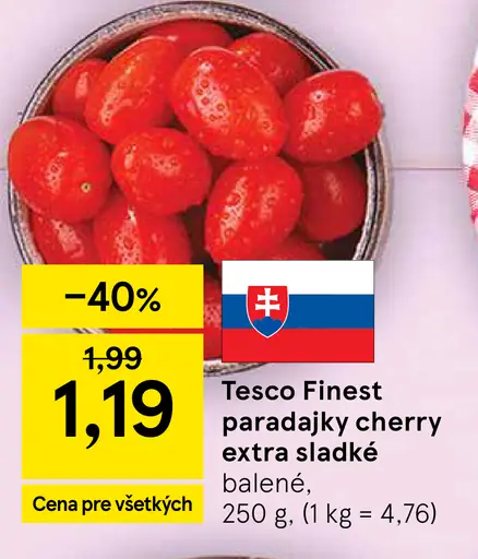 Tesco Finest paradajky cherry extra sladké