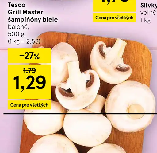 Tesco Grill Master šampiňóny biele