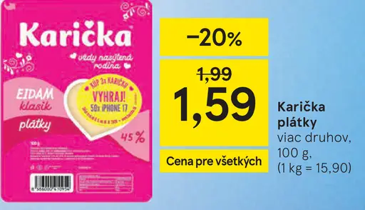 Karička plátky, rôzne druhy
