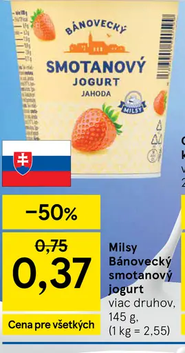 Milsy Bánovecký smotanový jogurt rôzne druhy