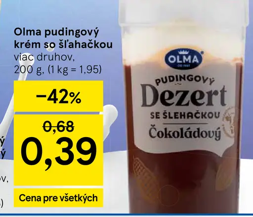 Olma pudingový krém so šľahačkou