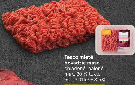 Tesco mleté hovädzie mäso chladené balené max. 20 % tuku