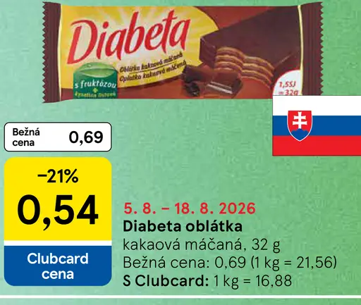 Diabeta oblátka kakaová máčaná