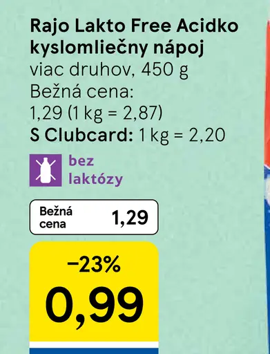 Rajo Lakto Free Acidko kyslomliečny nápoj, rôzne druhy