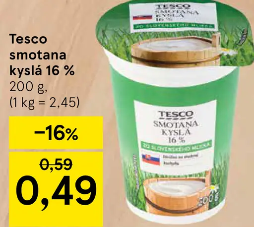 Tesco kyslá smotana 14 %