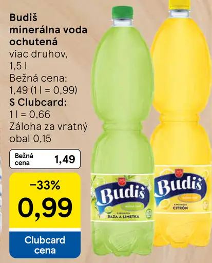 Budiš minerálna voda rôzne druhy