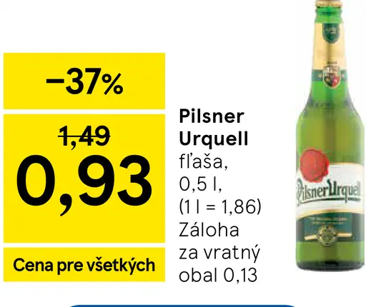 Pilsner Urquell pivo fľaša