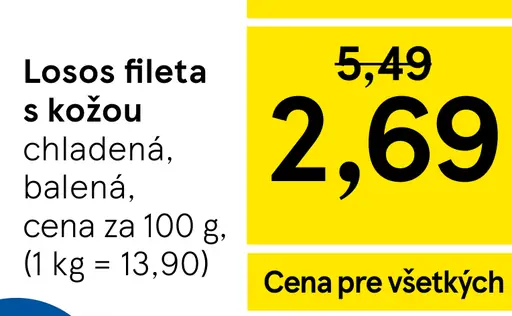 Losos, fileta s kožou, chladená a balená