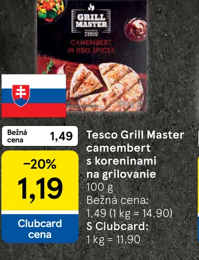Tesco Grill Master camembert s koreninami
