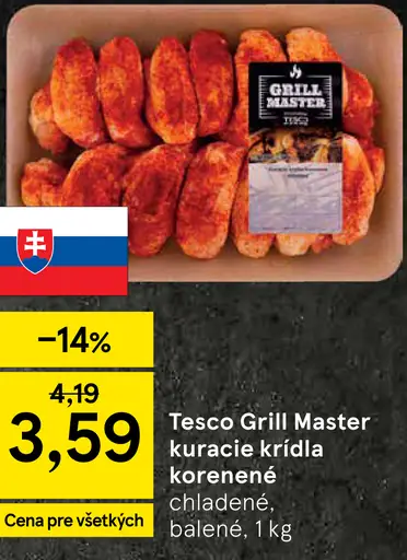 Tesco Grill Master kuracie krídla korenené