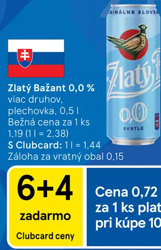 Zlatý Bažant 0,0% plechovka