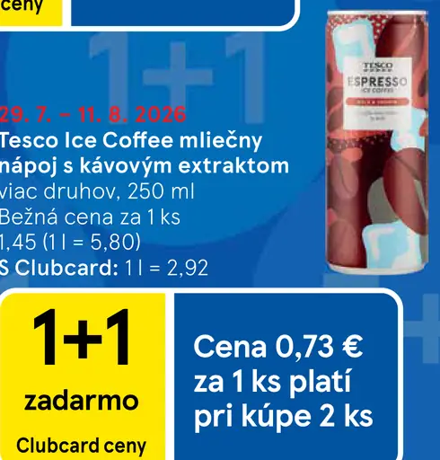 Tesco Latte Ice Coffee mliečny nápoj s kávovým extraktom