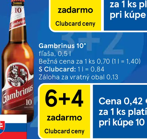 Gambrinus 10° fľaša