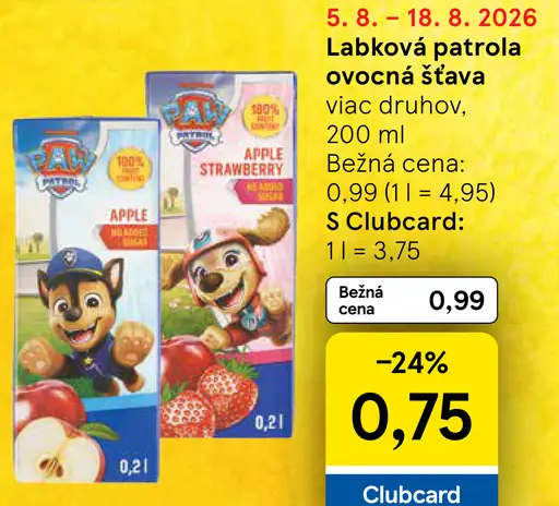 Labková patrola ovocná šťava viac druhov