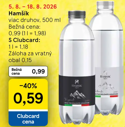 Hamšík voda viac druhov