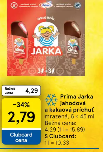 Prima Jarka jahodová a kakaová zmrzlina