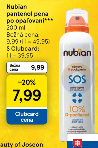 Nubian panthenol pena po opaľovaní