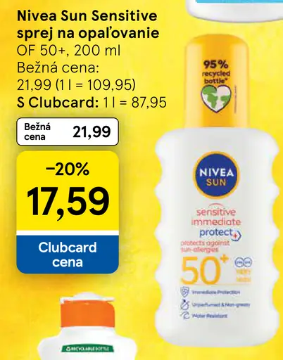 Nivea Sun Sensitive sprej na opaľovanie OF 50+