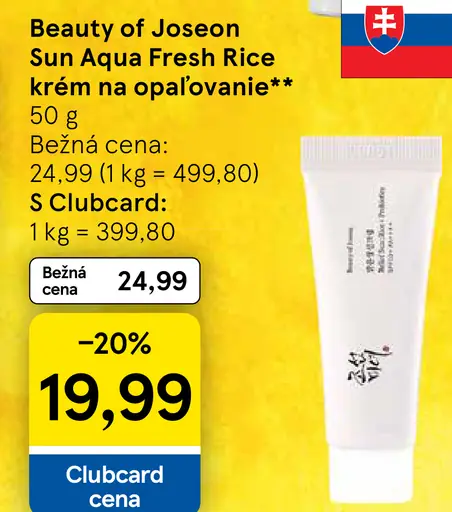 Beauty of Joseon Sun Aqua Fresh Rice krém na opaľovanie