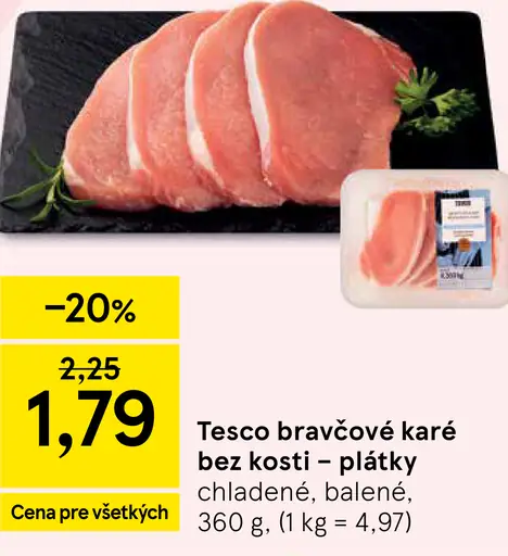 Tesco bravčové karé bez kosti – plátky